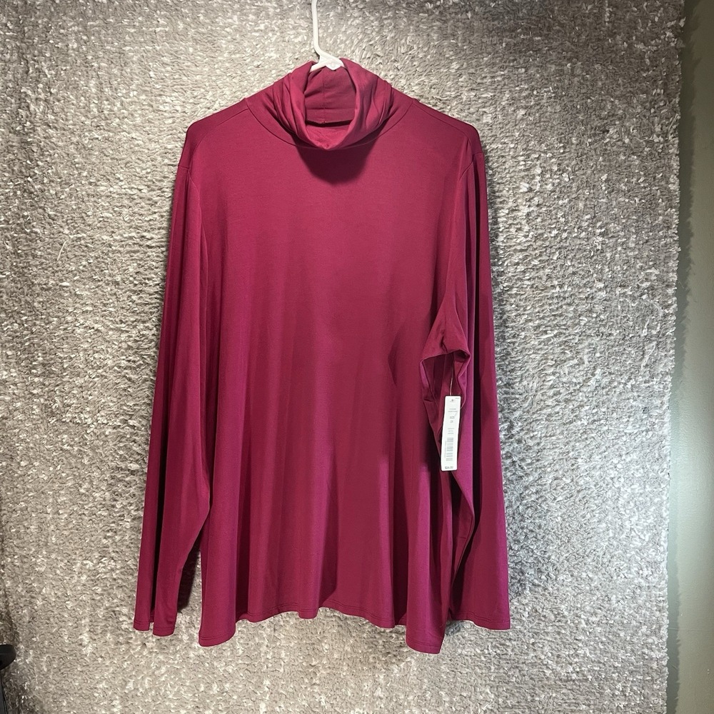 Investment Essentials Turtleneck Long Sleeve Top Pink Plus 2X Soft Preppy NWT